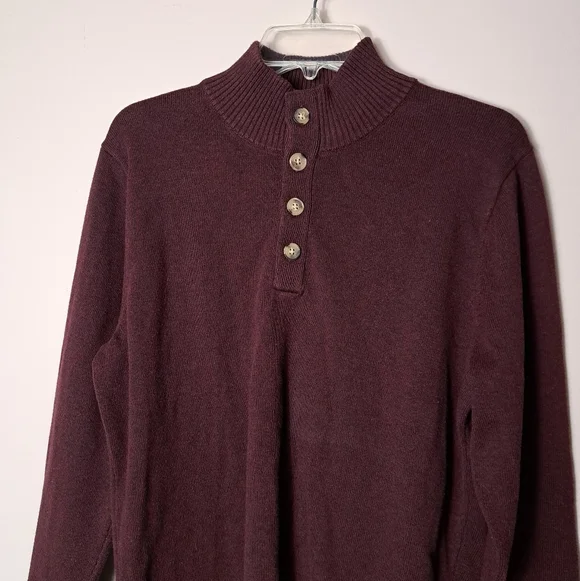 NWT THE NORMAL BRAND Men's Medium Burgundy Wine 4 Button Sweater Cabin Core - Picture 2 of 12